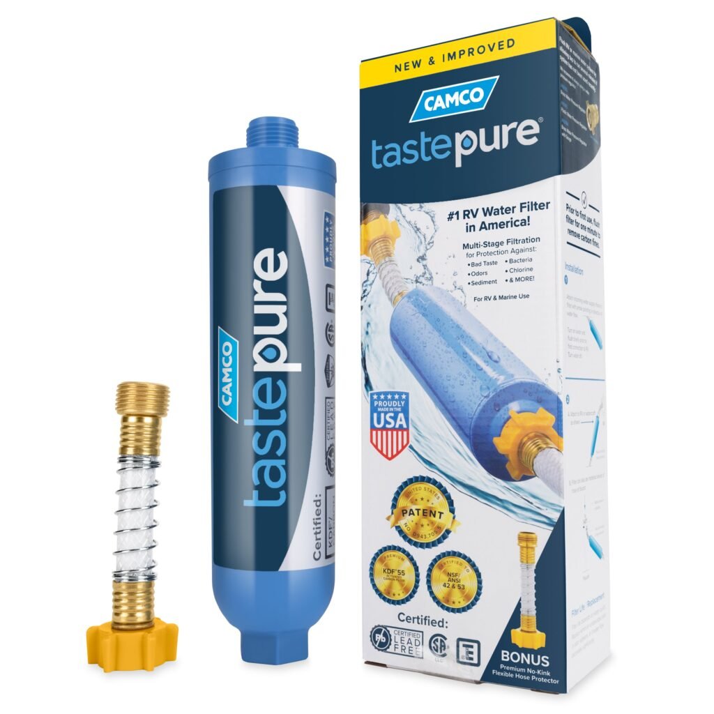 Camco TastePURE RV Water Filter with Flexible Hose Protector