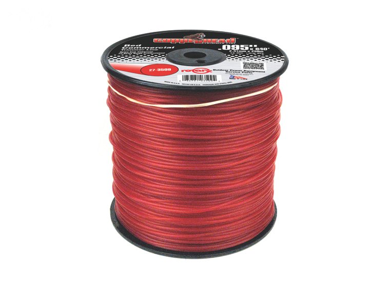 Rotary Commercial Trimmer Line, .095 in. Round, 3 lb. Spool (840 ft), Red