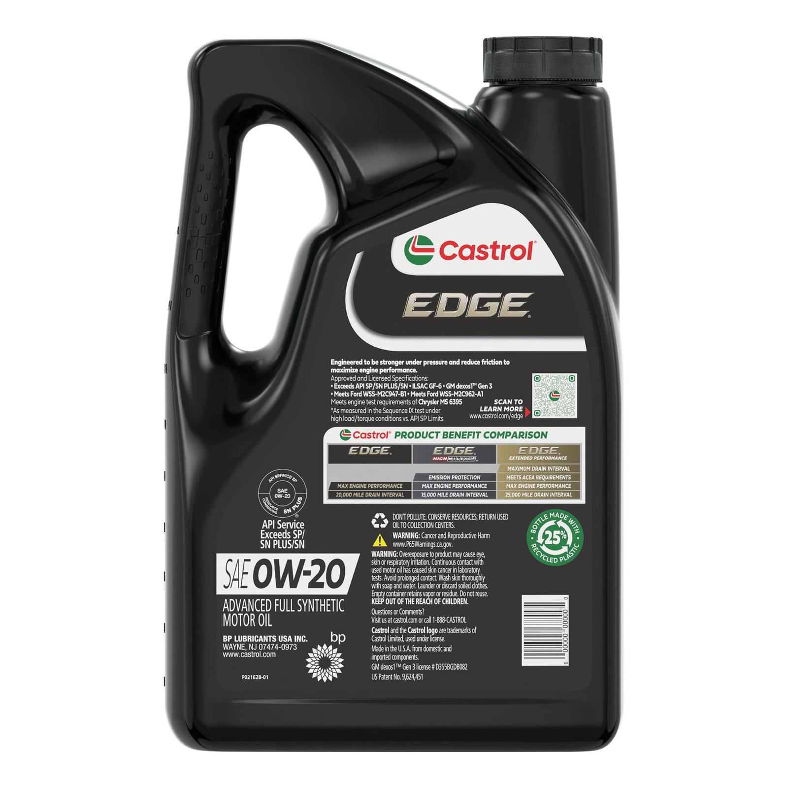 Castrol EDGE Advanced Full Synthetic Motor Oil 0W-20, 5 Quart – view 2