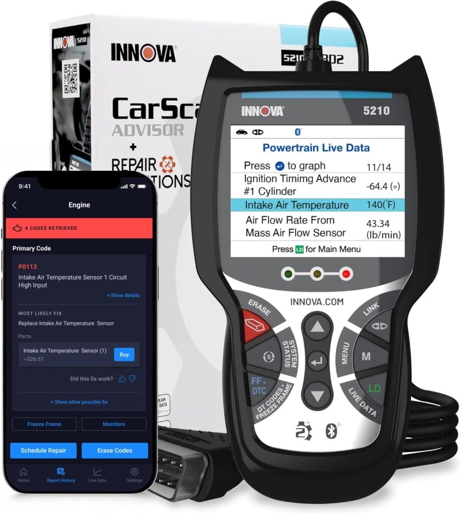 Innova 5210 OBD2 Scanner with Live Data & Battery Test