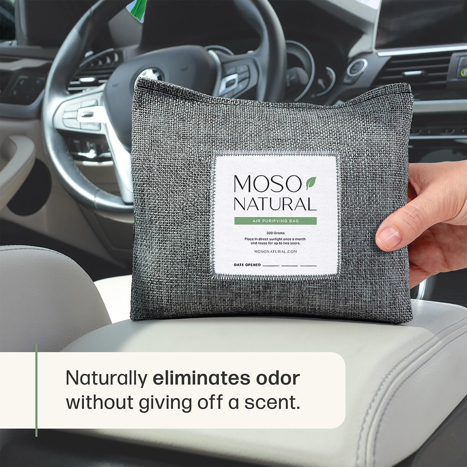 Moso Natural Car Air Purifying Bag, Bamboo Charcoal Odor Eliminator – view 2