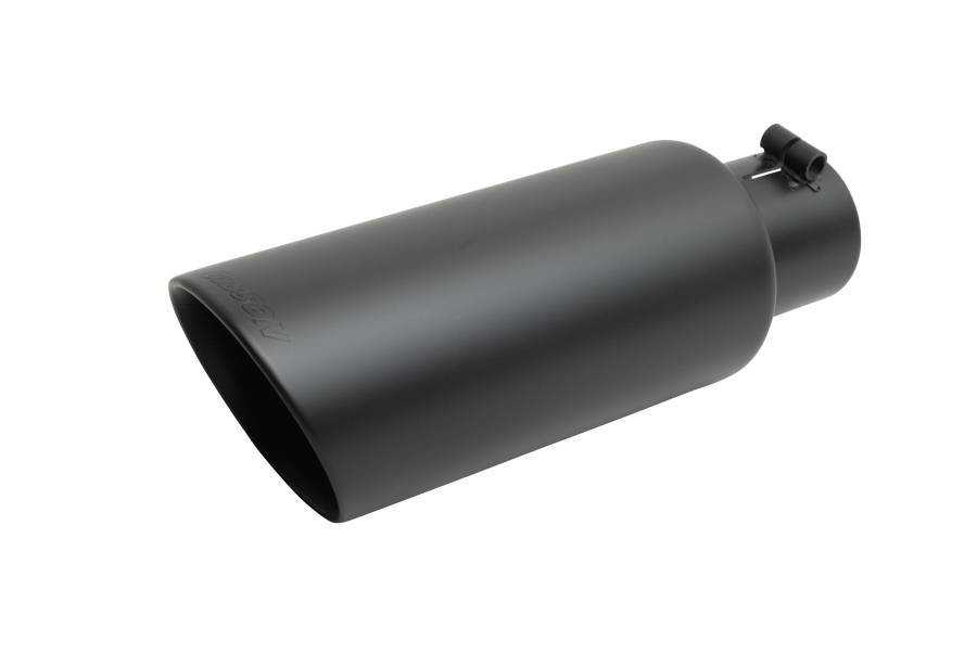 Gibson Black Ceramic Rolled-Edge Angle-Cut Exhaust Tip, 3 in. Inlet, 5 in. Outlet, 12 in.
