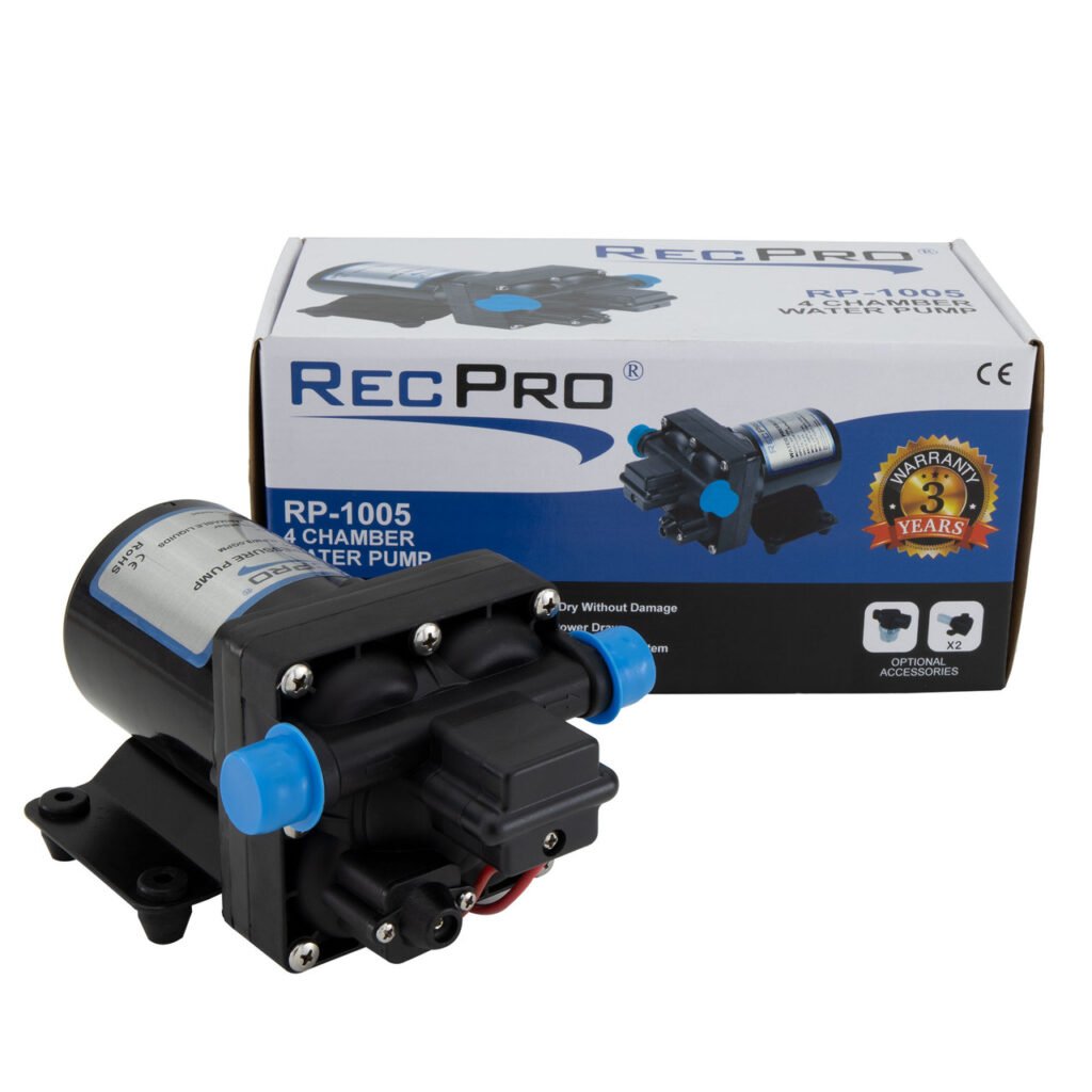RecPro 12V 4-Chamber RV Water Pump, 3.0 GPM