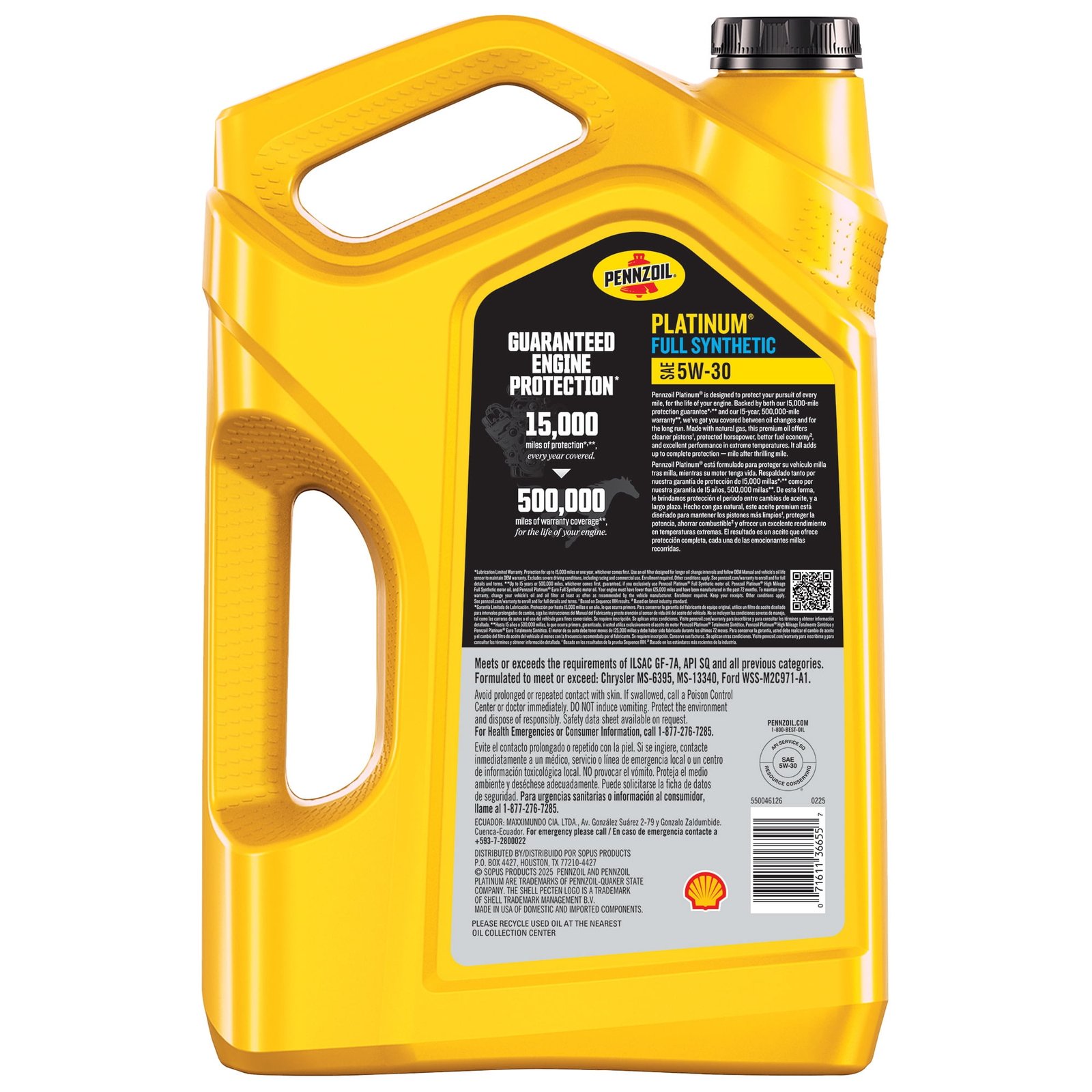 Pennzoil Platinum Full Synthetic Motor Oil 5W-30, 5 Quart – view 2