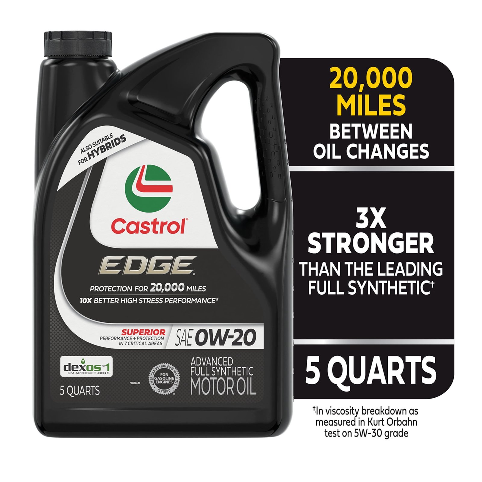 Castrol EDGE Advanced Full Synthetic Motor Oil 0W-20, 5 Quart – view 3