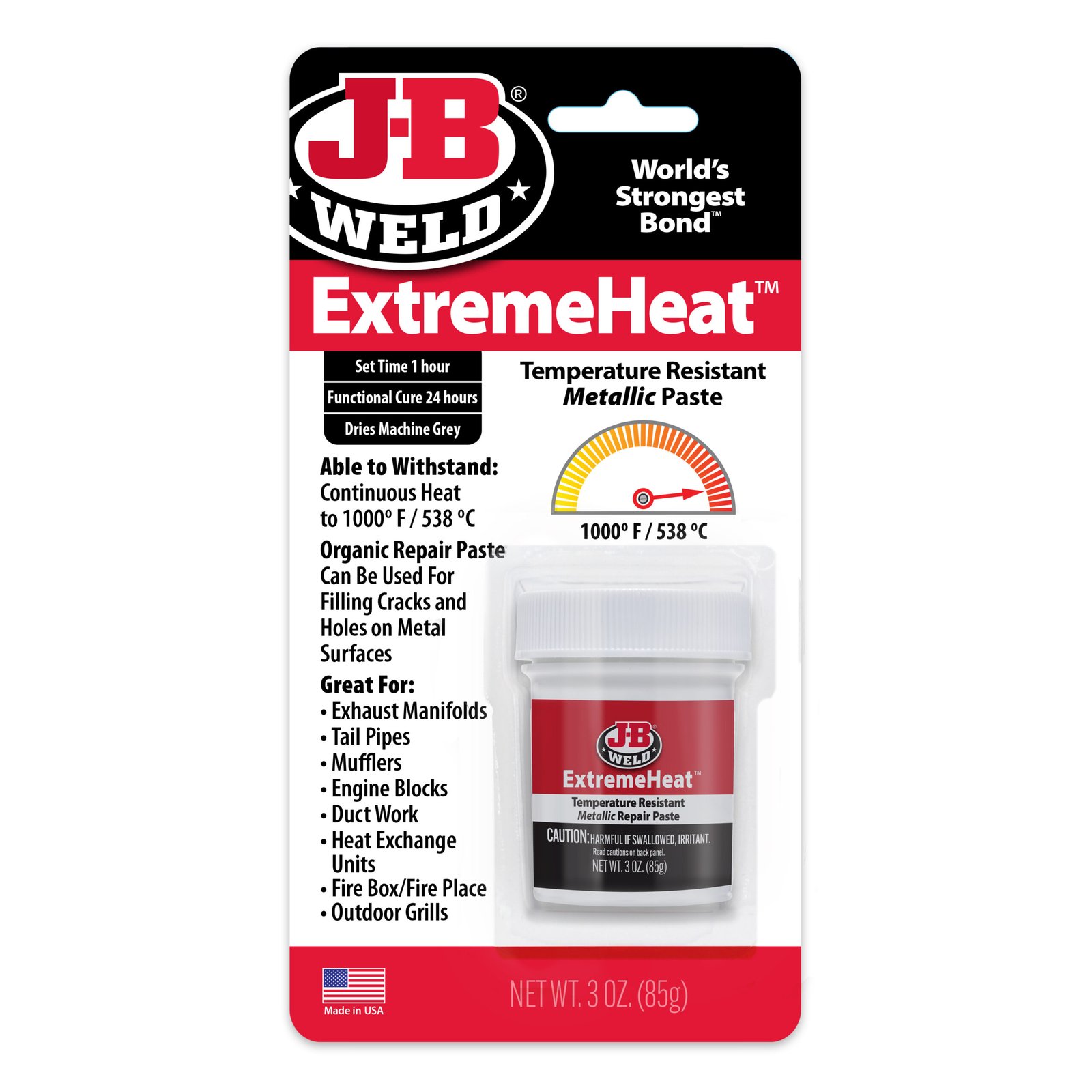 J-B Weld ExtremeHeat Temperature Resistant Metallic Paste, 3 oz